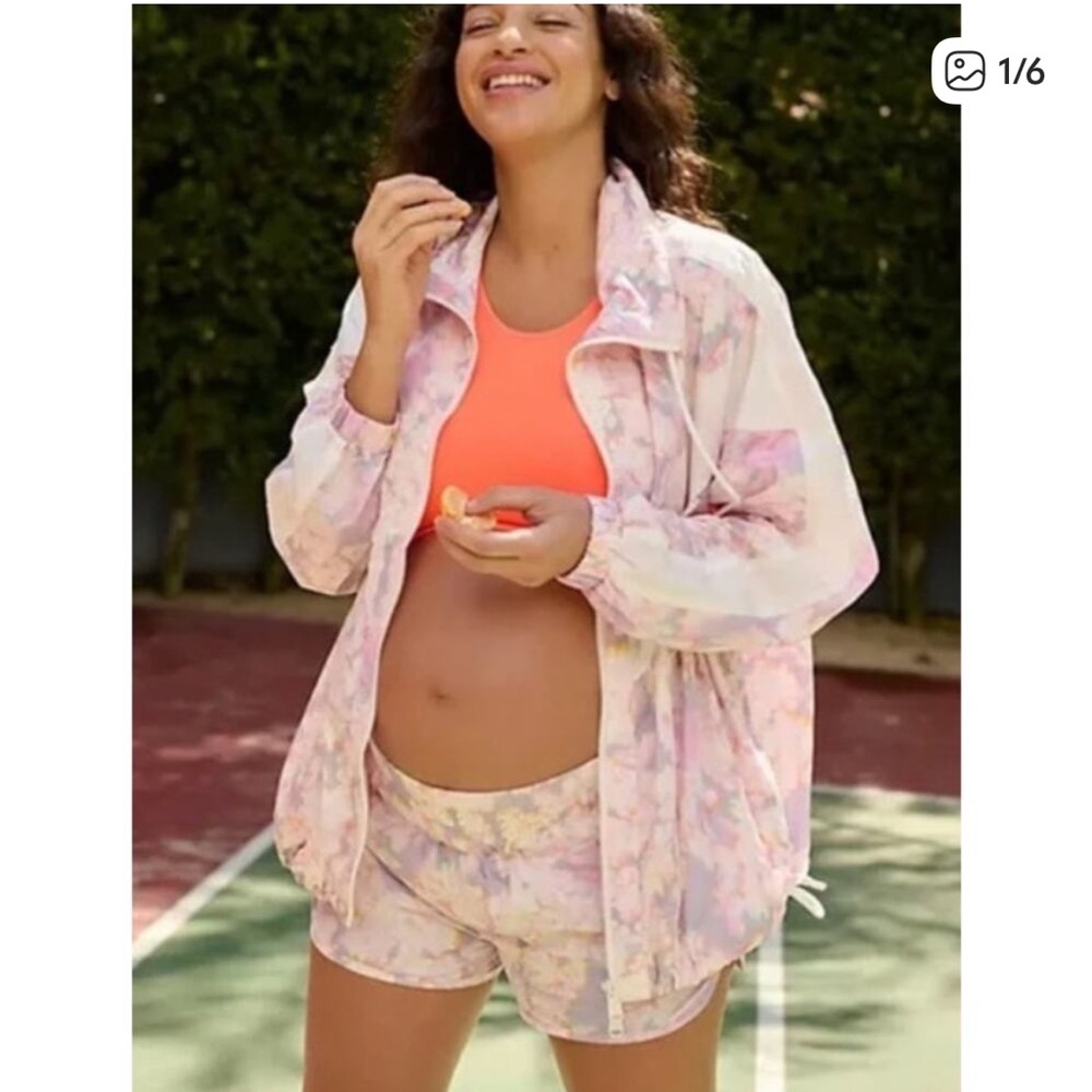 Free People Movement X HATCH Maternity Under The Sun Pastel Full Zip Windbreaker
